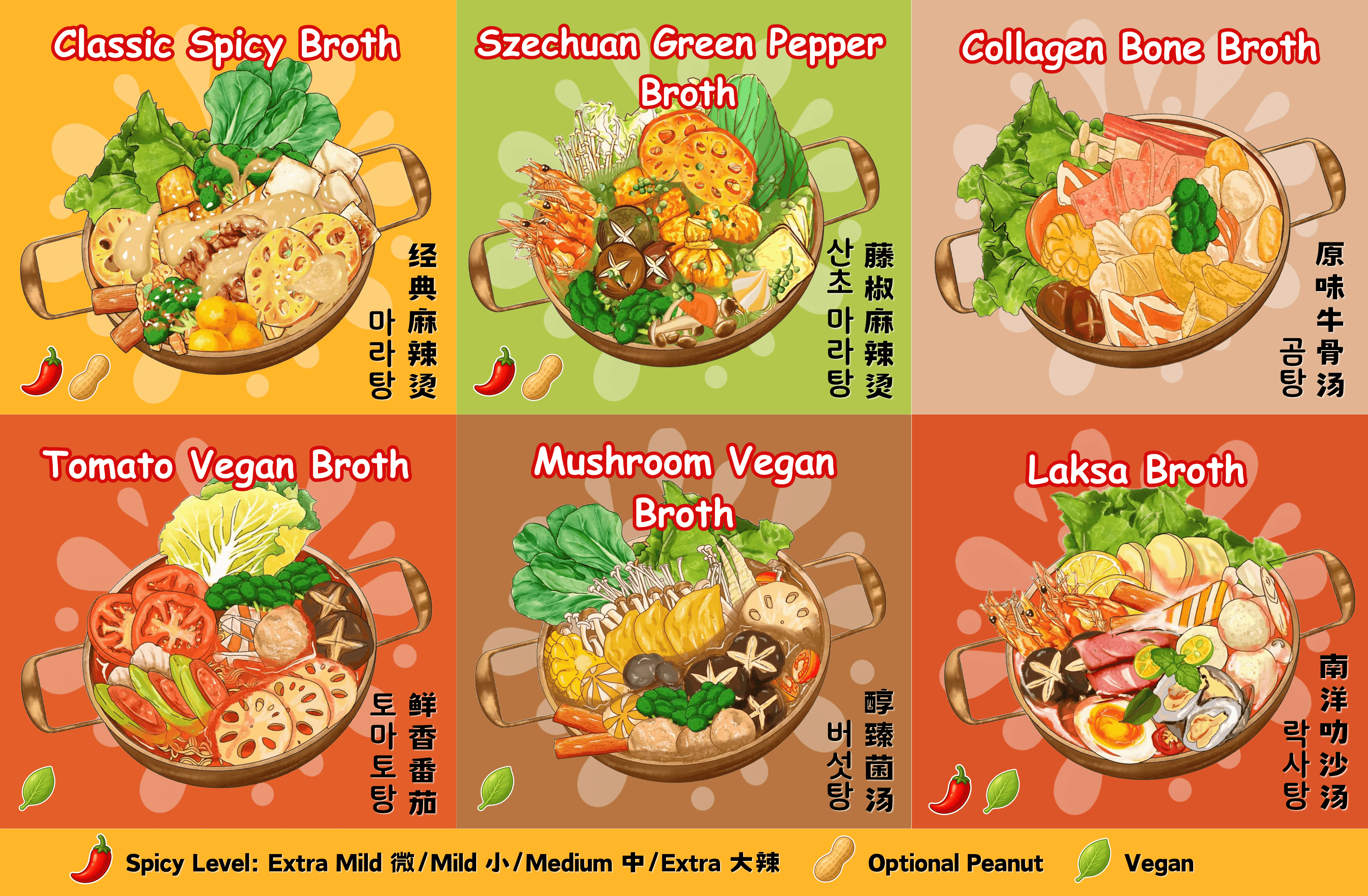 Big Bowl Hot Pot broth menu poster